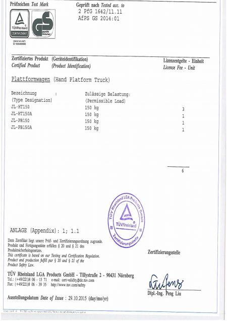 Raport z testu GS dla wózka platformowego