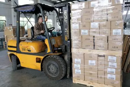 Inventory staff is organizing goods before shipment.