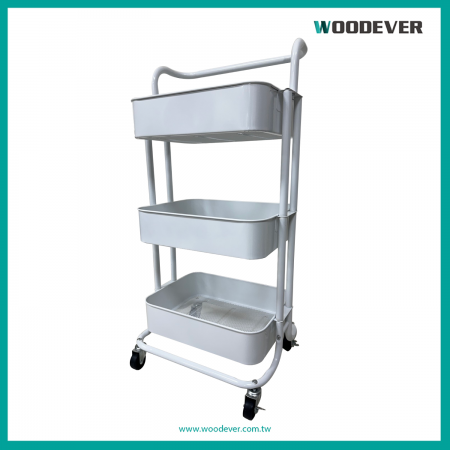 3 Tier Metal Mesh Rolling Utility Carts With Handle And Lockable Wheels Wholesaler Storage Shelves Organizer Cart Vietnam OEM&ODM - The versatile three-tier metal rolling storage cart is a premium product designed to enhance work efficiency and optimize space utilization.