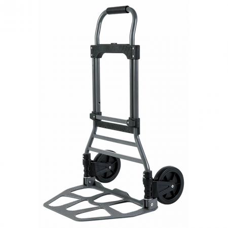 Hand truck features wild size bottom plate.