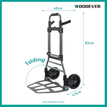 the folded size of this compact steel hand truck, the thichness is only 7 cm when folded