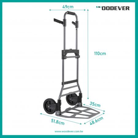 the open size of this compact steel hand truck