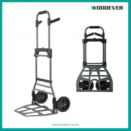 Double Handle Portable Folding Steel Hand Truck Manufacturer (Loading 120 Kg) - GS Approval Adjustable Dual Handle Steel Hand Trolley with 7" wheels.