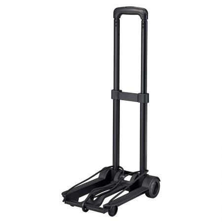 Hand truck features collapsible structure.