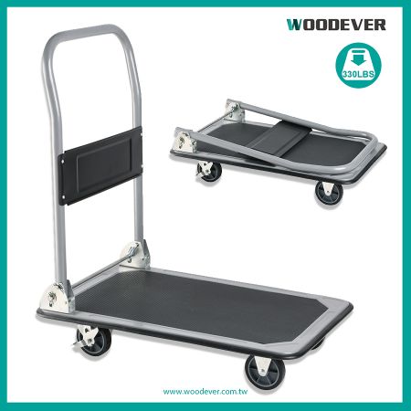 Commercial Platform Cart GS Approved (Loading 150 kg) - Folding Steel Heavy-Duty Cart is industrial grade castors used