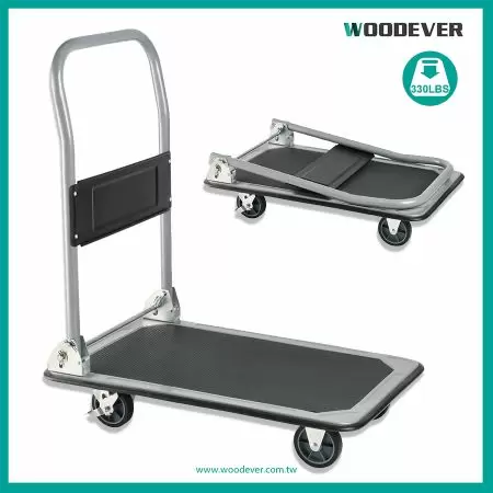 Carrello da piattaforma commerciale approvato GS (carico 150 kg) - Il carrello in acciaio pieghevole ad alta resistenza utilizza ruote industriali di grado.