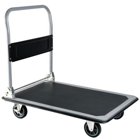 Folding professional capacity platform cart is made of professional grade steel iron.