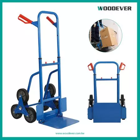 Steel Folding Telescoping Stair Climber Hand Truck with Skids - Space-saving and easy to adjust the height with WOODEVER compact and portable climbing sack truck with 200kg loading capacity.