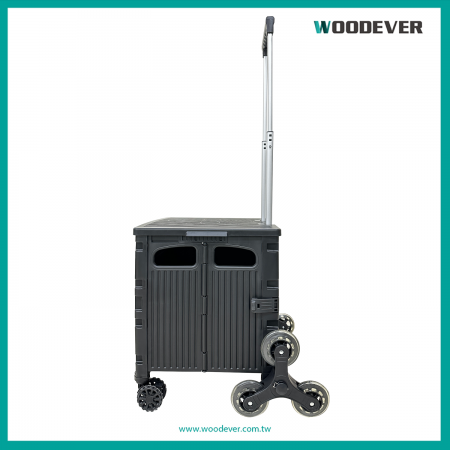 多功能爬梯折疊收納箱便攜式購物露營手推車客製化供應商 - 八輪爬梯購物手推車,輕鬆上下樓梯,可客製化印刷買菜車生產工廠