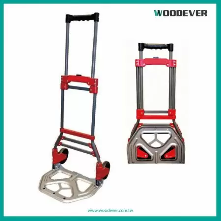 Adjustable Handle Folding Compact Steel Frame Hand Truck (Loading 70 Kg) - Portable Folding hand cart with Retractable Handle and 5” non-marking wheels