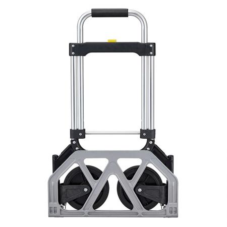 Hand truck is featuring oversize, large platform.