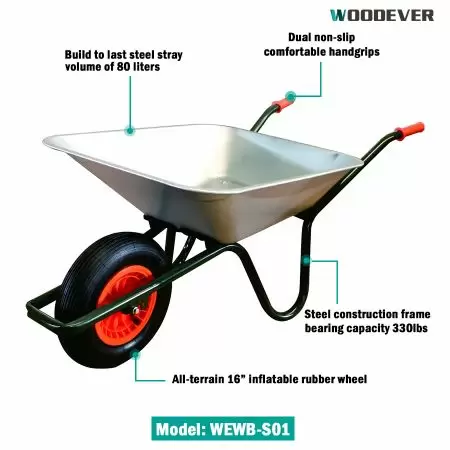 The best contractor wheelbarrow for multiple uses such as sterling concrete and masonry, hauling heavy, sharp material like rocks or bricks.