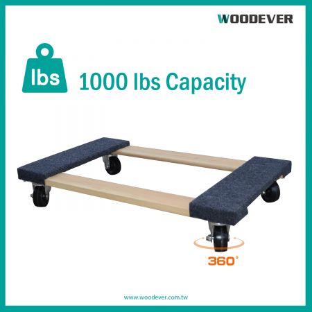 WOODEVER's wood furniture dolly can support up to 1,000 pounds, making them ideal for modern warehousing, logistics, or industrial applications requiring high load capacity.