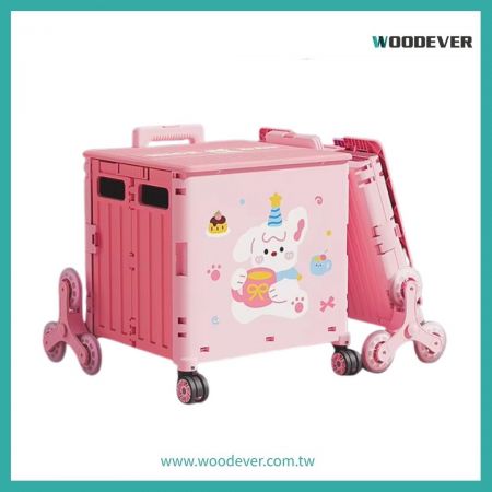 爬梯輪萬向輪茂禾摺疊購物手推車可摺疊四輪皆為萬向輪,後輪帶煞車