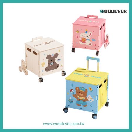 四輪萬向摺疊購物車,全地形使用,滑動順暢不卡頓,並附上安全煞車系統功能。