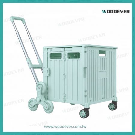 茂禾四輪摺疊購物車買菜車製造工廠,蓋子前滑式收納蓋設計