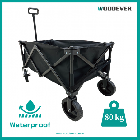 Collapsible Removable Utility Steel Camping Wagon Cart with Brake and PVC Oxford Fabric - Outdoor all-terrain steel camping trolley with PVC waterproof oxford cloth, foldable design for easy transportation around the world.