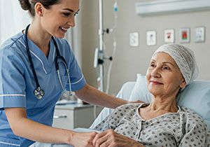 Medizinische Unterstützung für Krebspatienten, die sich einer Strahlentherapie unterziehen