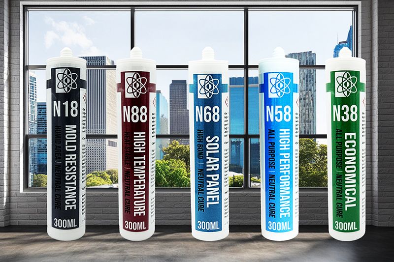 Product range of silicone-based sealants for different purposes