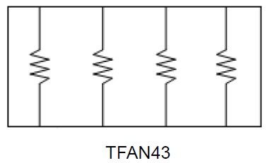 Schéma de circuit équivalent - Résistance à puce de réseau à film mince (série TFAN)