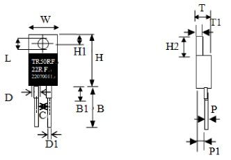 Resistores de Potência TO-220 - Dimensões da Série TR50-RF