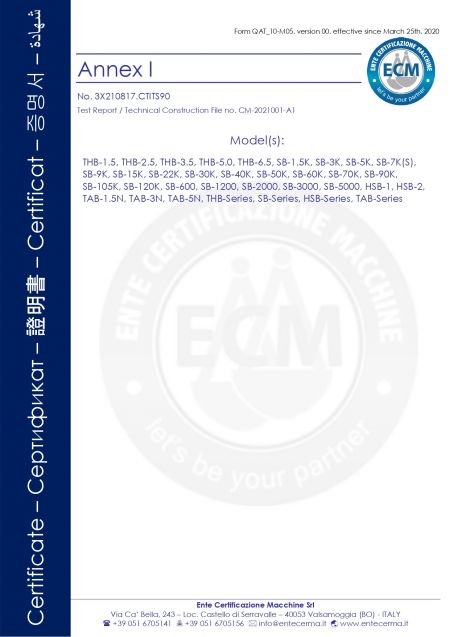 CE certifikace řady SB