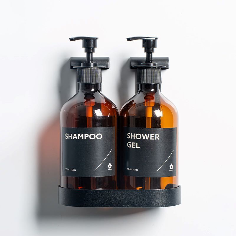 Porta Dispenser Per Sapone A Parete 2 Pezzi - Supporto Adesivo Per Bagno E Cucina, Salvaspazio, Bianco - 4