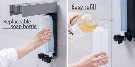 Dispenser doccia bagno: Trio Dispenser sapone montaggio a parete 3x350ml  Shampoo Balsamo Set per home Kitchen Hotel Dispenser (nero)