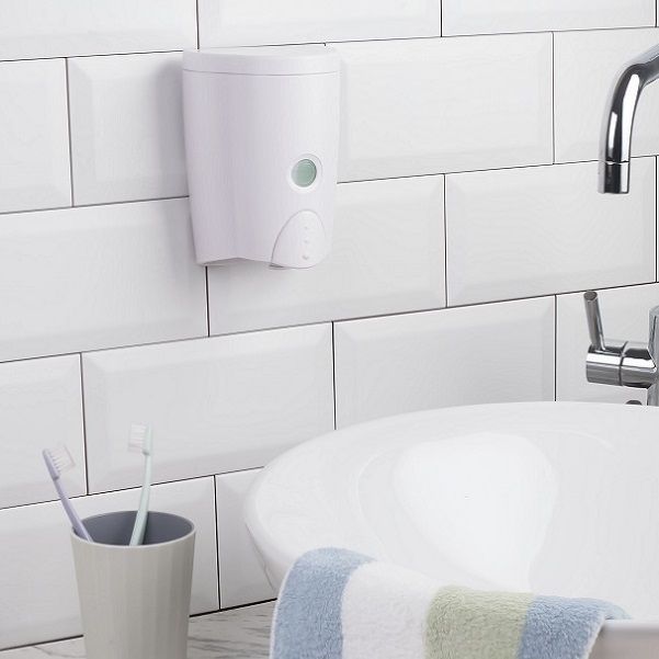 Distributore di sapone per il bagno facile da riempire *580ml -  Distributore smart per il bagno con installazione semplice da 580 ml e  nastro adesivo 3M