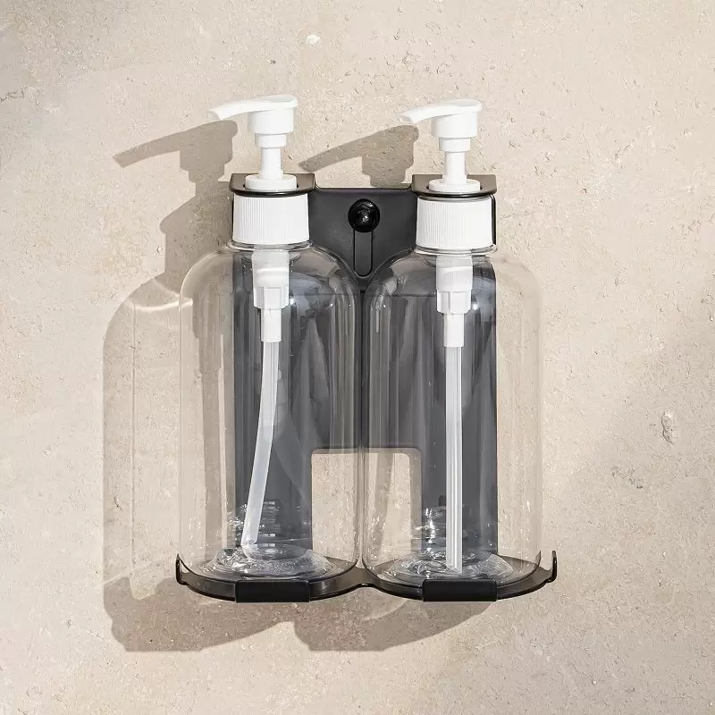 Wall Mounted Stainless Steel Double Bathroom Shampoo Bottles Holder