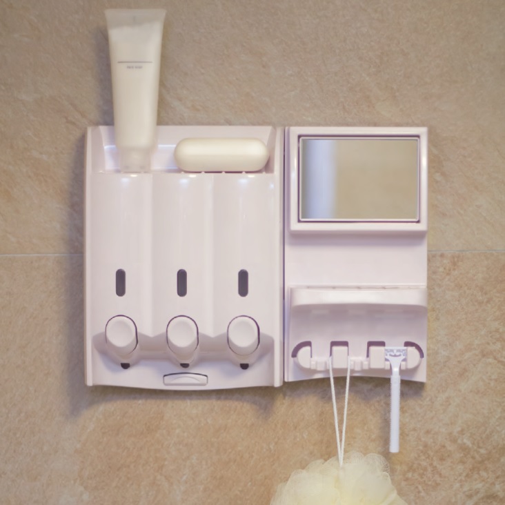 Confezione 3 dispenser di sapone da doccia per le pareti del bagno
