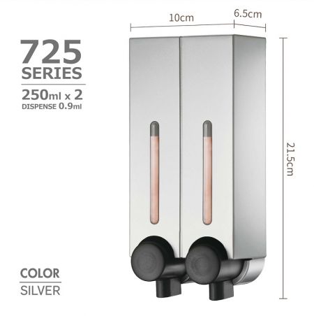 BPA Free Wall Mount Dispenser - 250ml Double Dispenser - Silver, Automatic  Soap & Sanitizer Soap Dispensers Manufacturer