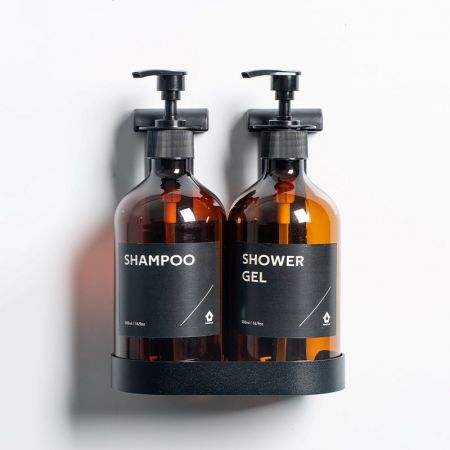 Alledomain 2 flaconi vuoti in plastica ricaricabili da 500 ml, con erogatore a pompa, per shampoo, bagnoschiuma, gel doccia, prodotti da toeletta (marrone e verde), Marrone, Verde, 500 ml