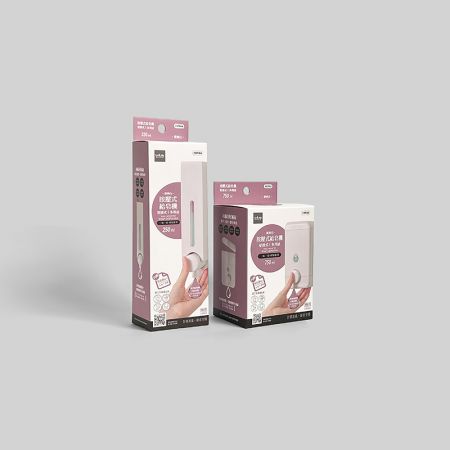 Dispenser sabun kotak ritel dengan citra merek yang konsisten