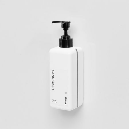 Dispensador de Jabón en Gel Montado en Pared de 400ml con Soporte Oculto - Botella de Ducha con Soporte Mini de Pared Seguro