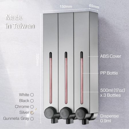 Distributore di sapone argento chic triplo