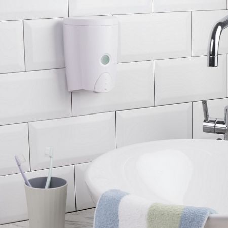 Dispensador de jabón de baño de 580 ml de fácil rellenado - Dispensador de jabón de cocina de fácil recarga montado en la pared