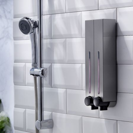 موزع صابون الاستحمام المربع الأنيق سعة 500 مل - موزع صابون الاستحمام المثبت على الحائط