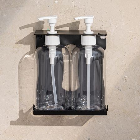 Soporte de botella de amenidades para uso en hoteles con un solo candado - Estante doble bloqueable para dispensador