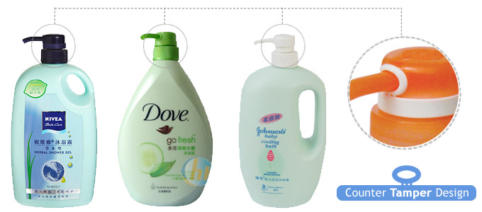 Bottiglia di plastica con design antimanomissione di Taixing KK Plastic per Johnson's, Dove e NIVEA