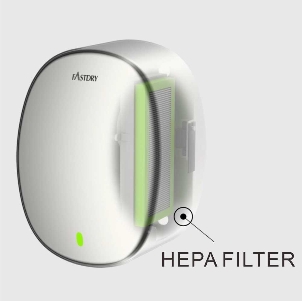 Hokwang’s high speed hand dryers have the option for HEPA filters