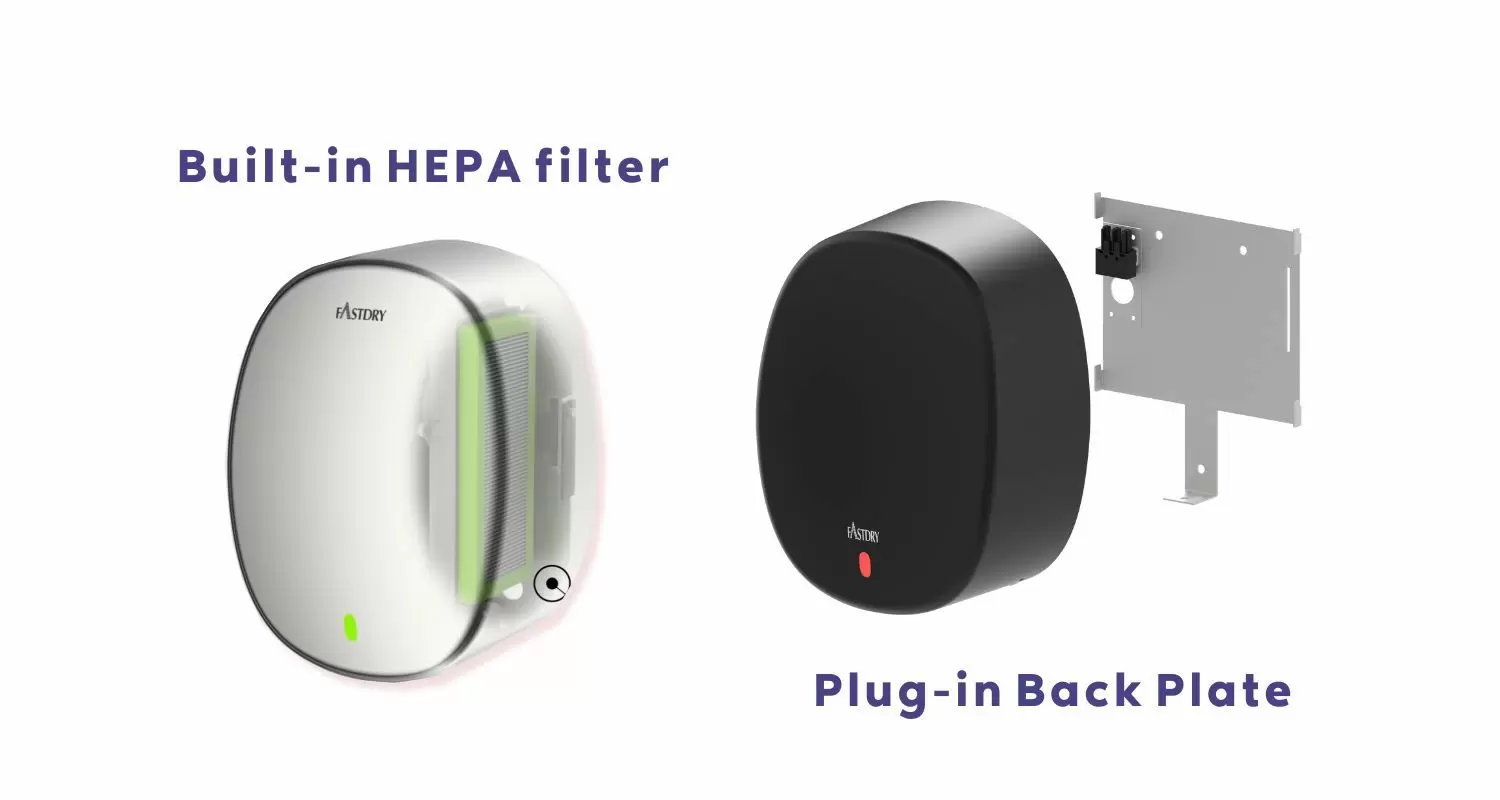 Dilengkapi dengan filter HEPA & pelat belakang yang dapat dicolokkan
