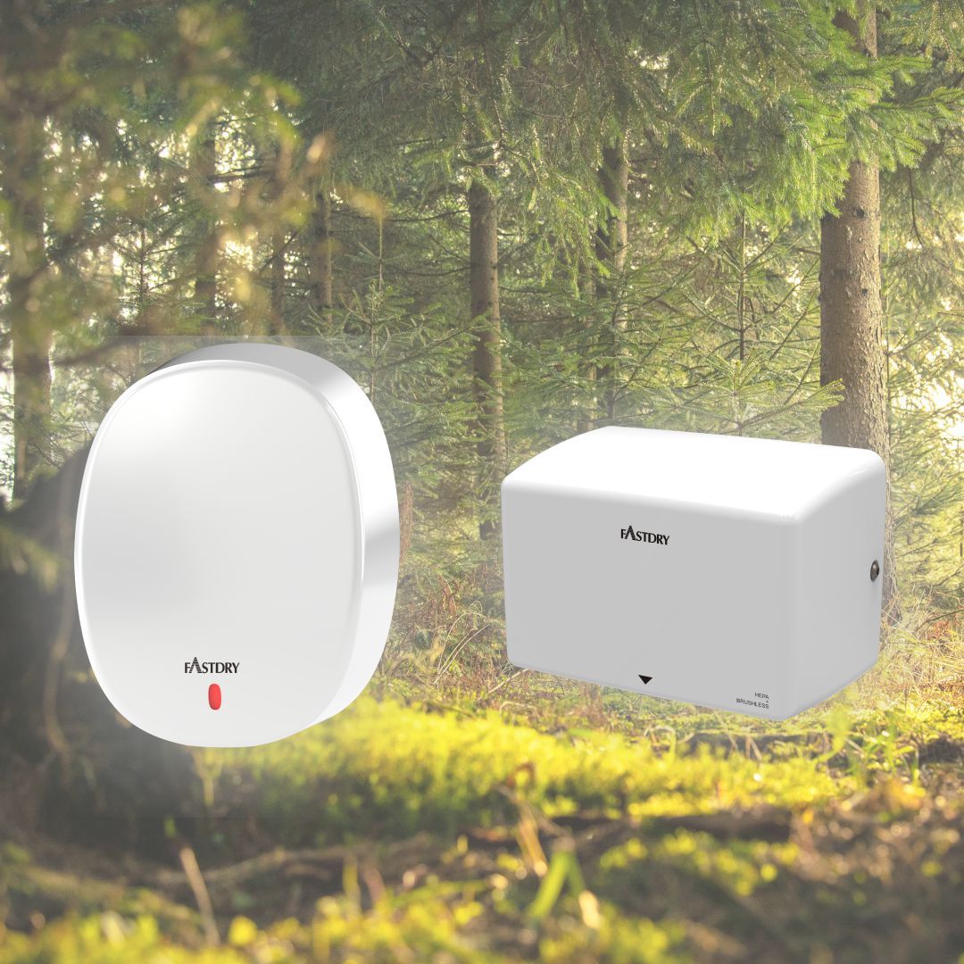 Suszarki do rąk o wysokiej prędkości. Są bardziej energooszczędne i higieniczne.