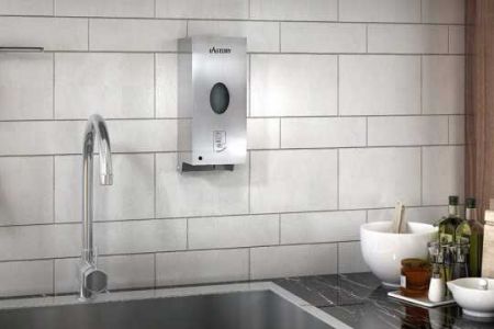 Dispenser sabun cair otomatis dengan penutup stainless steel