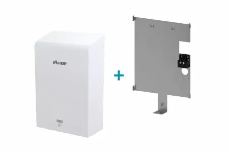 مجفف يد عالي السرعة EcoHygiene أبيض مع لوحة خلفية قابلة للتوصيل: حلك المحدث لدورات المياه التجارية - مجفف يدوي أبيض صحي متوافق مع ADA EcoHygiene-P-01W