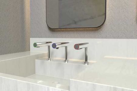 Nástenný umývadlový dávkovač tekutého mydla/penového mydla s inteligentným LED svetelným indikátorom