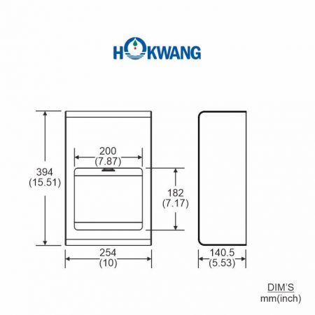 Dimensiones del secador de manos EcoFast (SM)