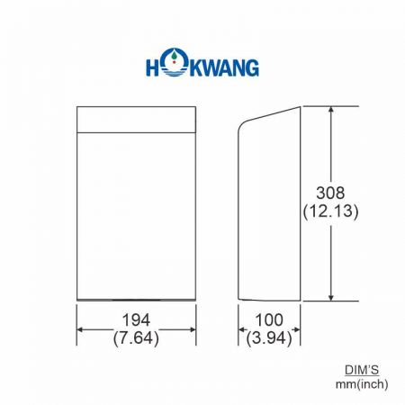Dimensiones del secador de manos HEPA de acero inoxidable satinado