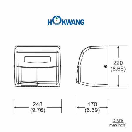 HK-1800EA Hand Dryer Dimensions