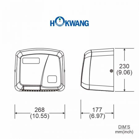 Dimensiones del secador de manos HK-1800PA